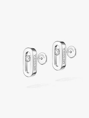 Messika White Gold Floating Diamond Oval Stud Earrings